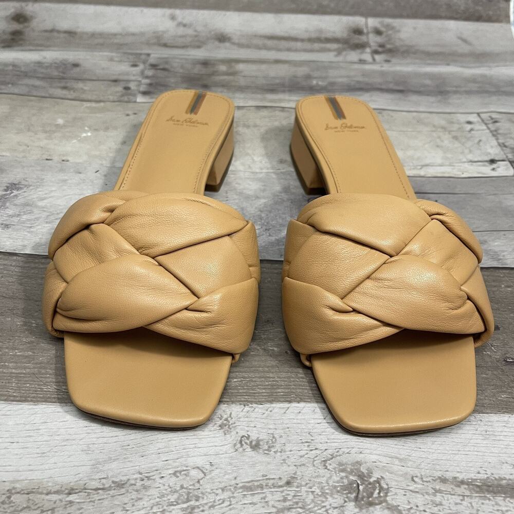 Sam Edelman Dawson Square Toe Quilted Leather Slide Sandals Size 10 Beige - Picture 2 of 15